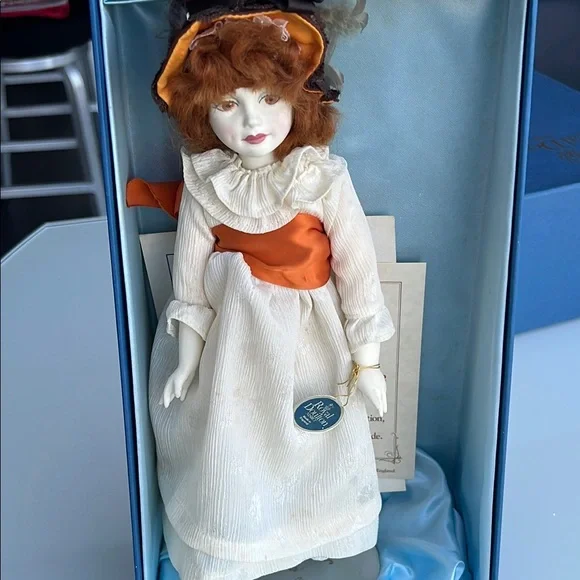 Royal Doulton Porcelain Doll with Orange and White Dress - Picture 3 of 6